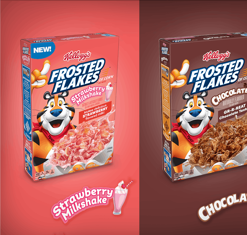 Frosted Flakes' new Strawberry Milkshake and Cinnamon French Toast flavors are sweet.
