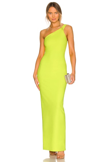 sexy wedding guest dresses yellow one shoulder gown