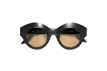 maxi trend 2022 black thick acetate sunglasses yellow lenses