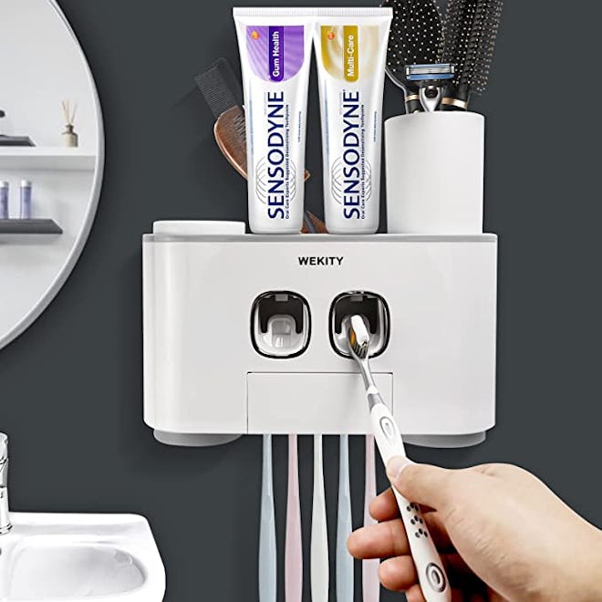 WEKITY Toothbrush and Toothpaste Dispenser