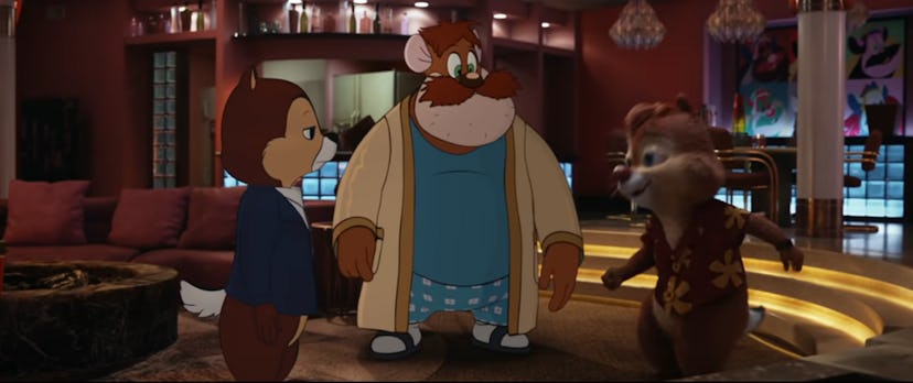 Chip, Dale, and Monterey Jack in the new Chip and Dale: Rescue Rangers move