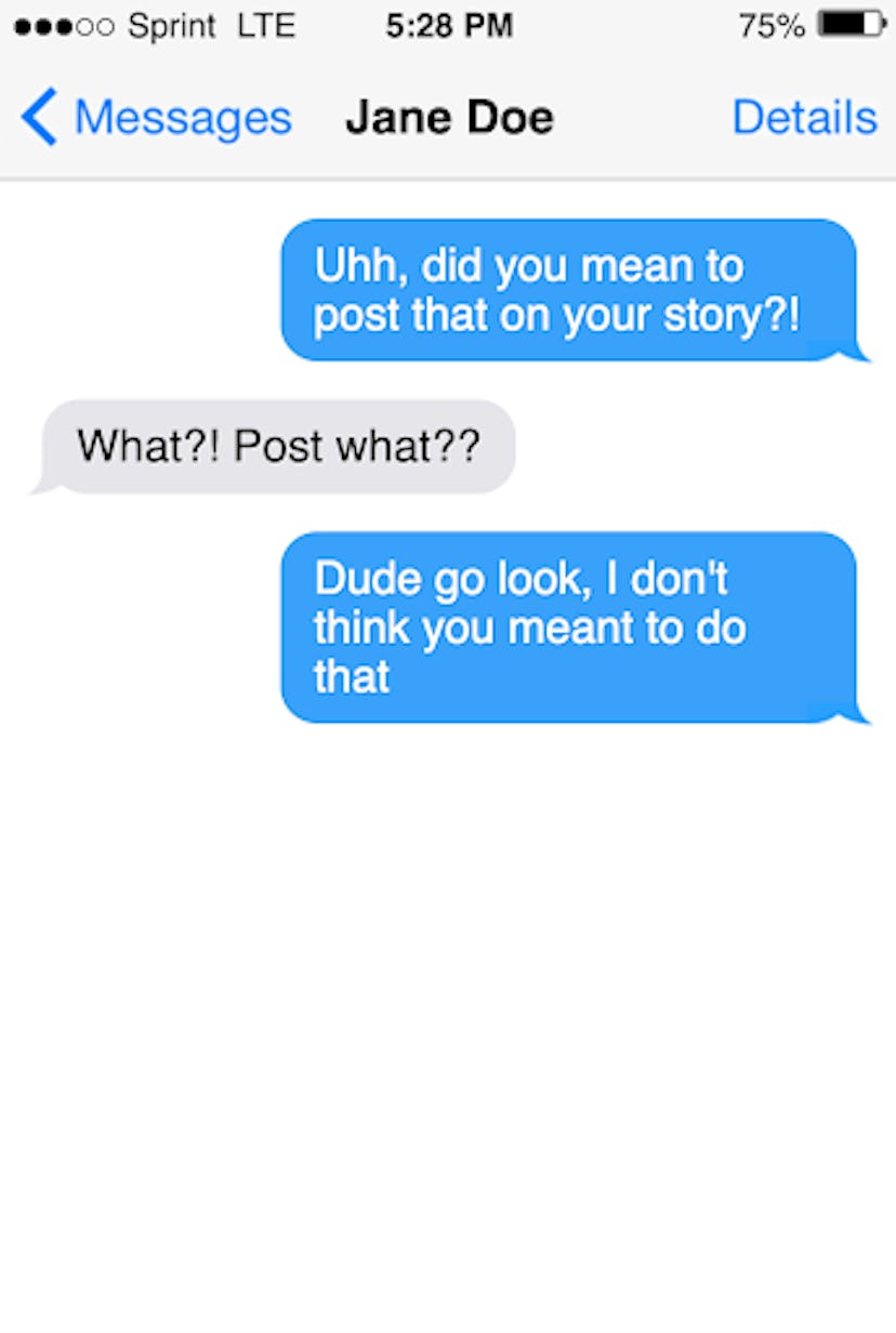 Funny April Fools' Day prank text: tell them they accidentally posted to their story