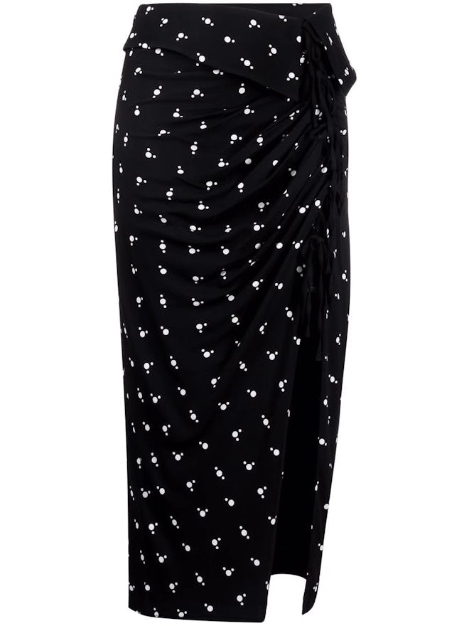 Self-Portrait polka dot-print midi skirt outfits for april