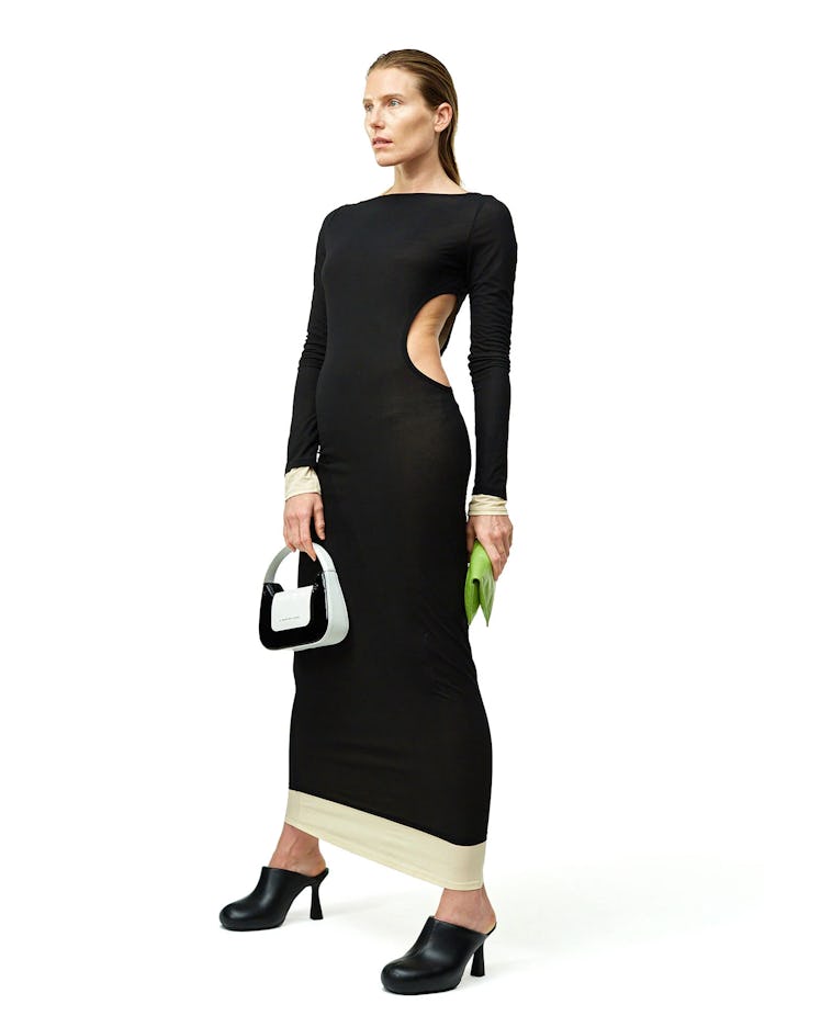 maxi trend 2022 black stretch cutout maxi dress