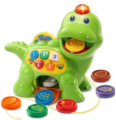Toy dinosaur with counting coins