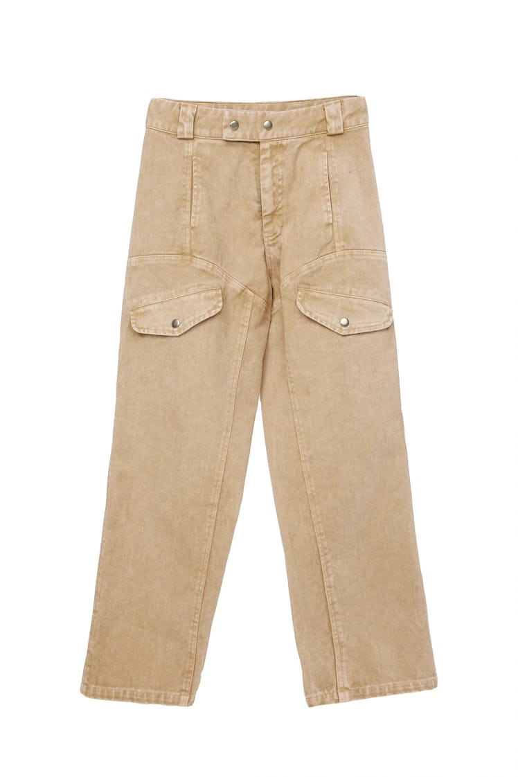 These tan workwear pants from LACAUSA make for a sustainable utilitarian look.