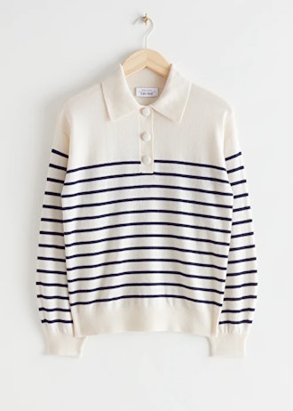 Striped Polo Knit Sweater & Other Stories