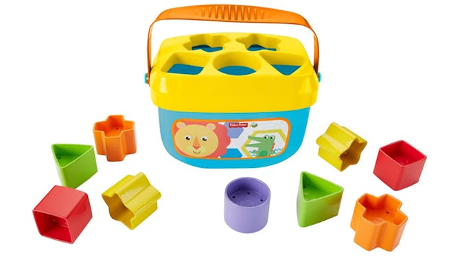 This shape sorting block set is one of the best toys for 6-month-olds.