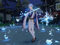 Genshin Impact Ayato with his Hydro sword