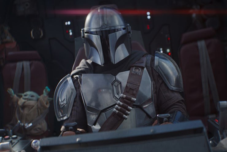 Mando and Grogu in their spaceship in The Mandalorian Season 3