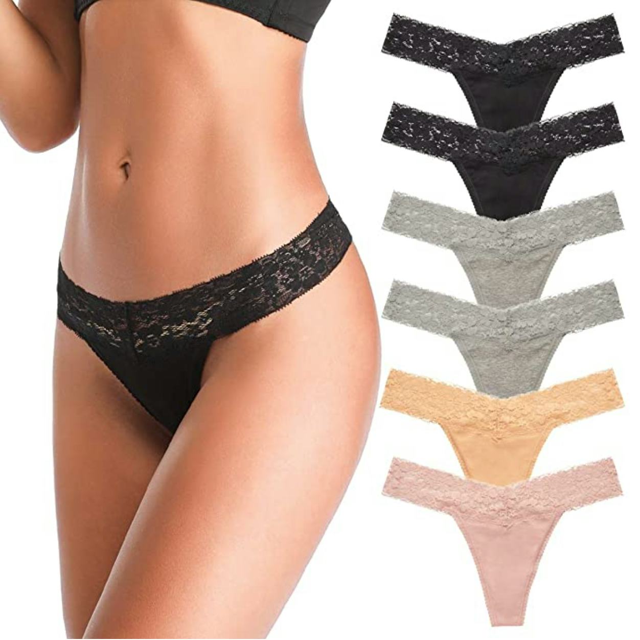 ANNYISON Lace Thongs (6-Pack)