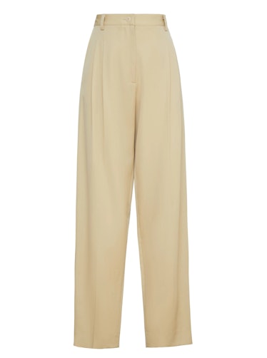 These beige wide-leg pants from Maiden Name are a great workwear piece.
