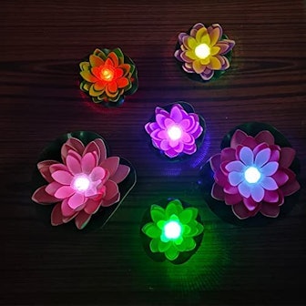 Assaoy Lotus Flower Floating Pool Lights (Set of 6)