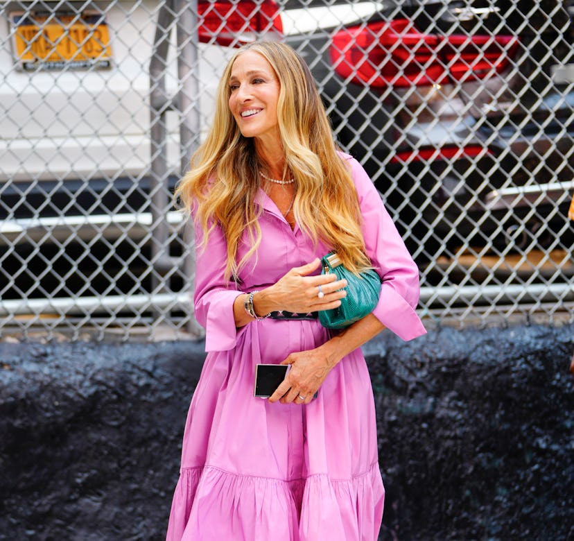 Sarah Jessica Parker is seen on location for 'And Just Like That' 