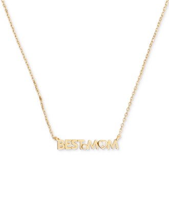 Gold-Tone Crystal Best Mom Pendant Necklace