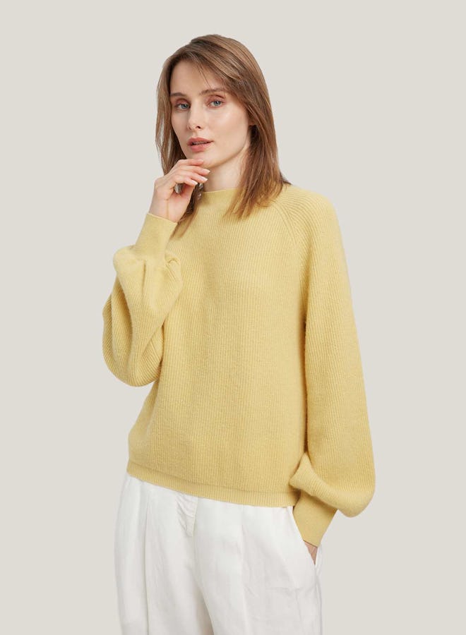 Gentle Herd yellow sweater april outfit