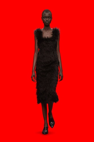 A black furry cocktail dress from Christopher Kane