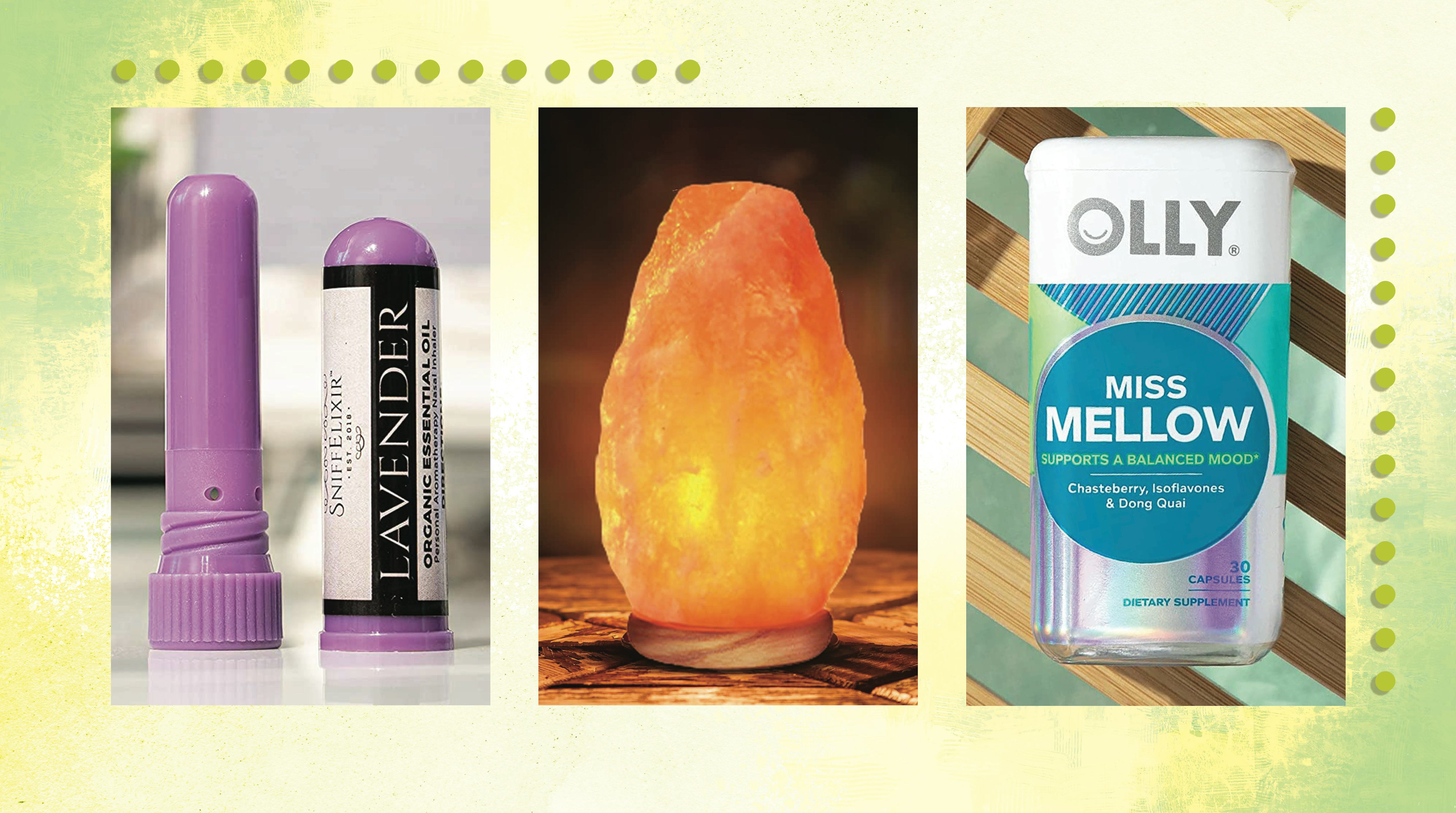 SniffElixir Lavender Essential Oil Personal Aromatherapy Nasal Inhaler, Himalayan Glow Salt Lamp & O...