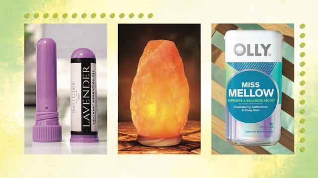 SniffElixir Lavender Essential Oil Personal Aromatherapy Nasal Inhaler, Himalayan Glow Salt Lamp & O...