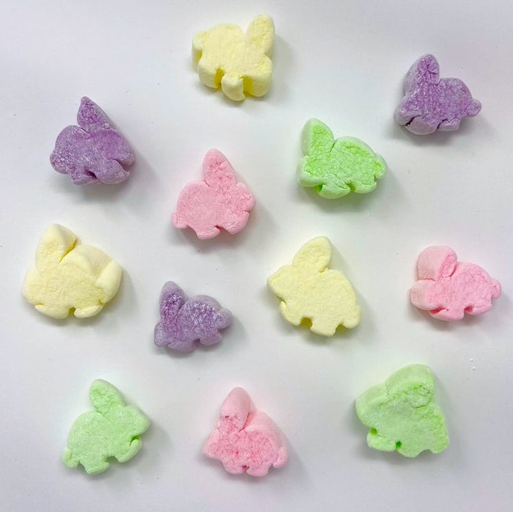 Jet-Puffed Bunnymallows for Easter are pastel-colored treats.