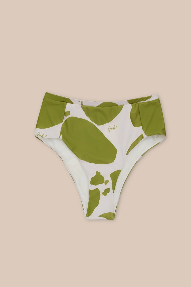 This cow print bikini bottom from OOKIOH is sustainable and cute.