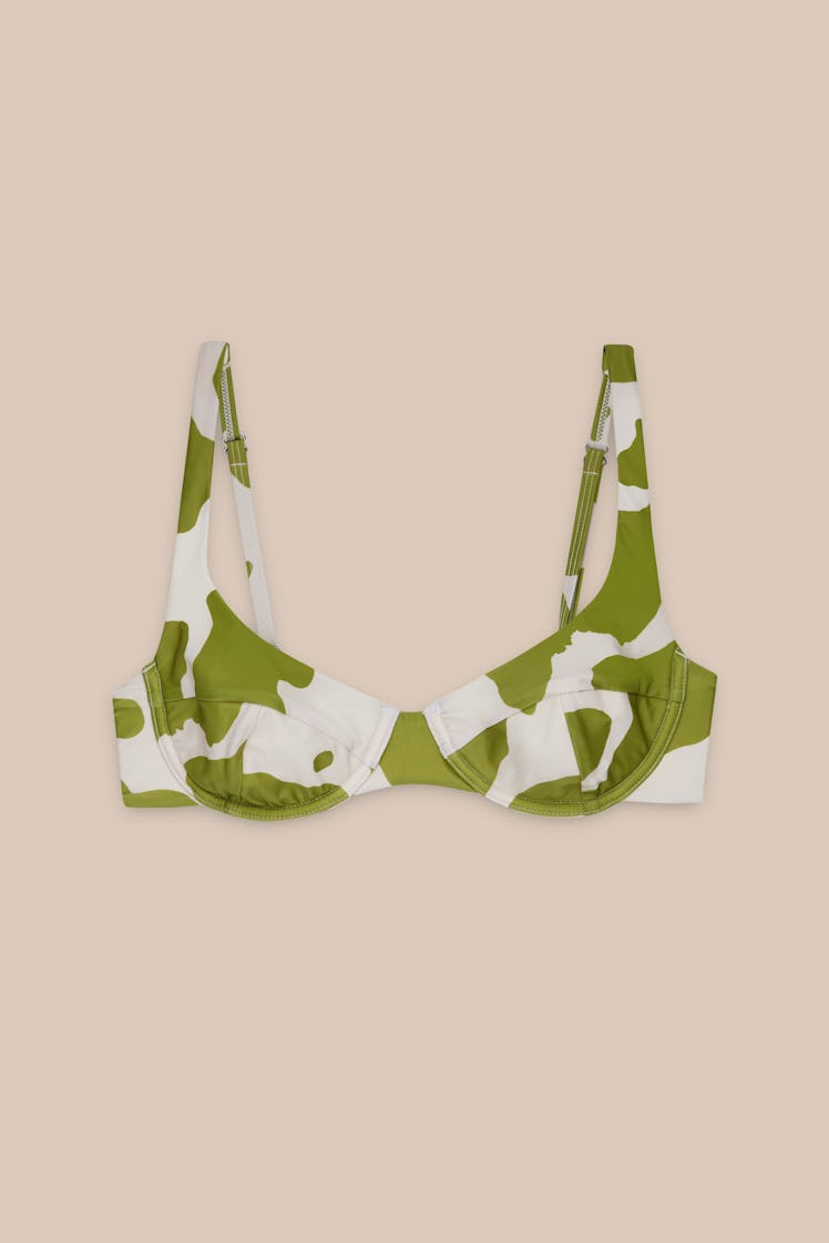 This cow print bikini top from OOKIOH is cute and sustainable.