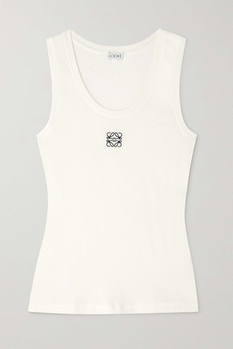 Loewe Embroidered Ribbed Cotton-Blend Tank april outfit