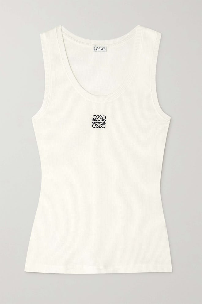 Loewe Embroidered Ribbed Cotton-Blend Tank april outfit