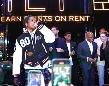 Eric Adams and Cara Delevingne watching A$AP Rocky 