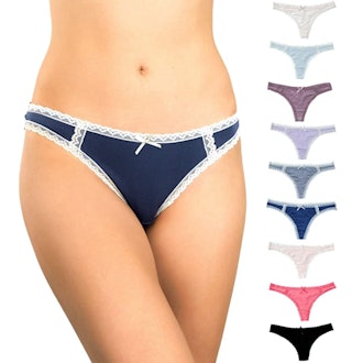 Alyce Ives Lace Trim Thong (10-Pack)