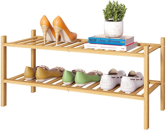 FILWH Bamboo Stackable Shoe Shelf