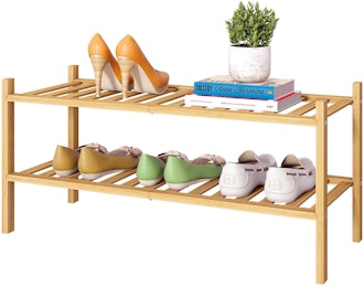 FILWH Bamboo Stackable Shoe Shelf