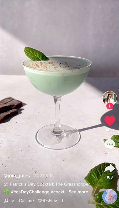 The Grasshopper is a minty St. Patrick's Day drink recipe from TikTok