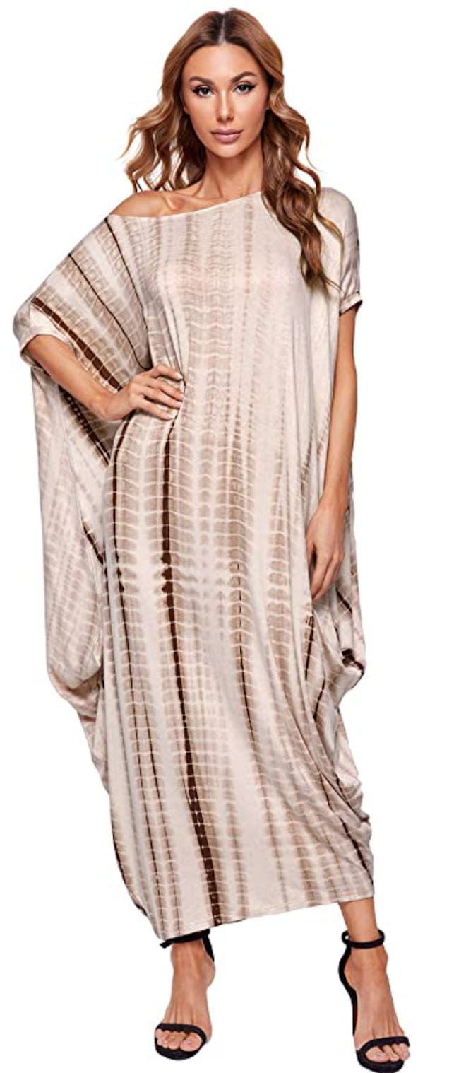 Verdusa Boat Neck Batwing Sleeve Maxi Dress