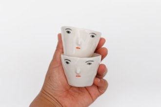 Hand Pinched Face Soju Cup