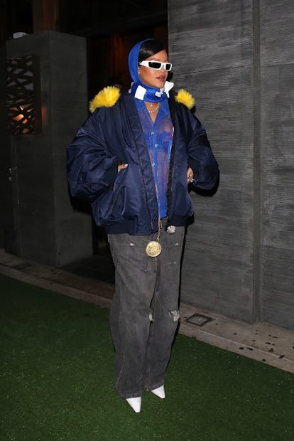 Rihanna shows off her belly bump while spotted leaving a late night dinner at Nobu in West Hollywood...