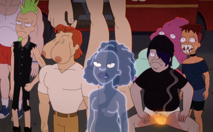 Ghost leads a gang of vengeful rejected supes in an episode from Rick and Morty co-creator Justin Ro...