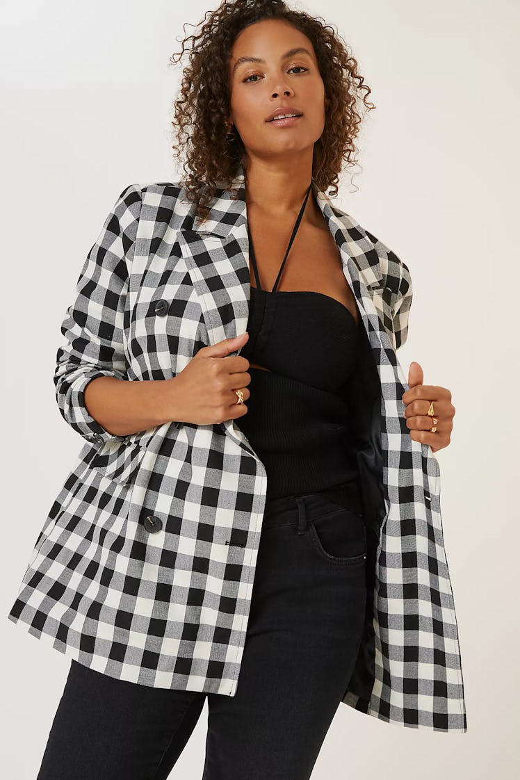 Anthropologie's Double-Breasted Gingham Blazer.