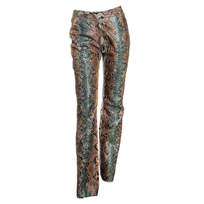 Gucci snakeskin flared pants.