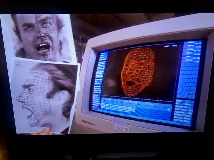 A computer with a facial analysis program active inThe Lawnmower Man movie