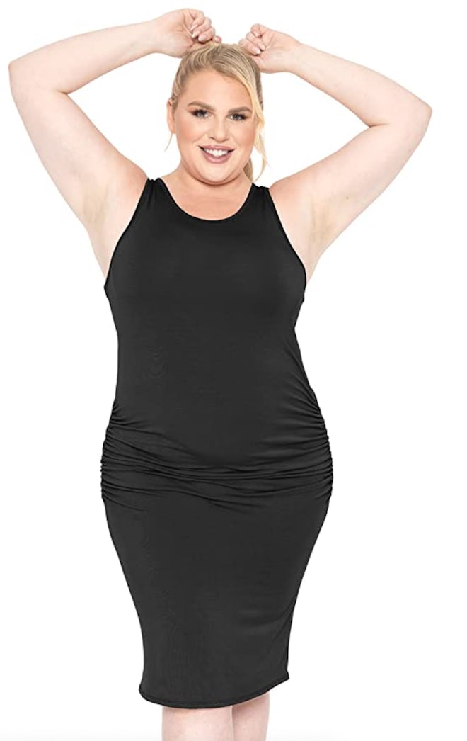 STRETCH IS COMFORT Ruched Bodycon Tank Dress