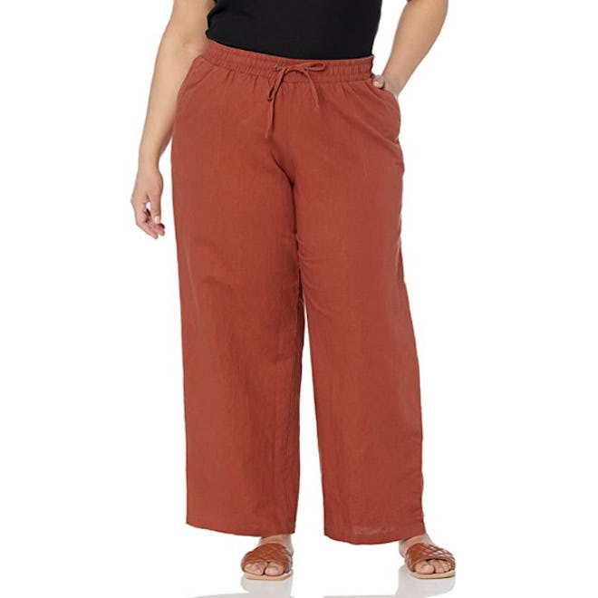 Amazon Essentials Linen Blend Drawstring Wide Leg Pant