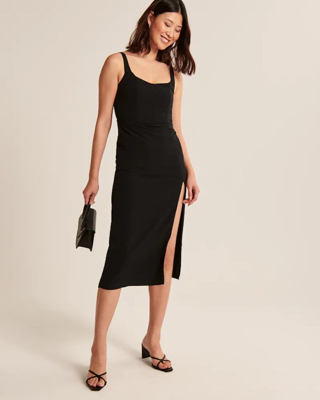   Corset Seamed Midi Dress