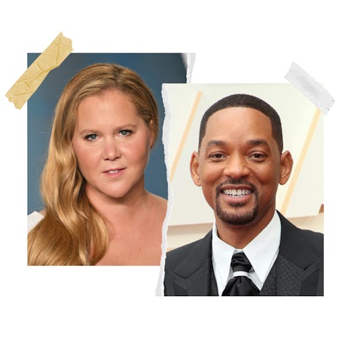 Amy Schumer next to a picture of will smith