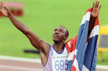 linford christie at the barcelona 1992 olympics