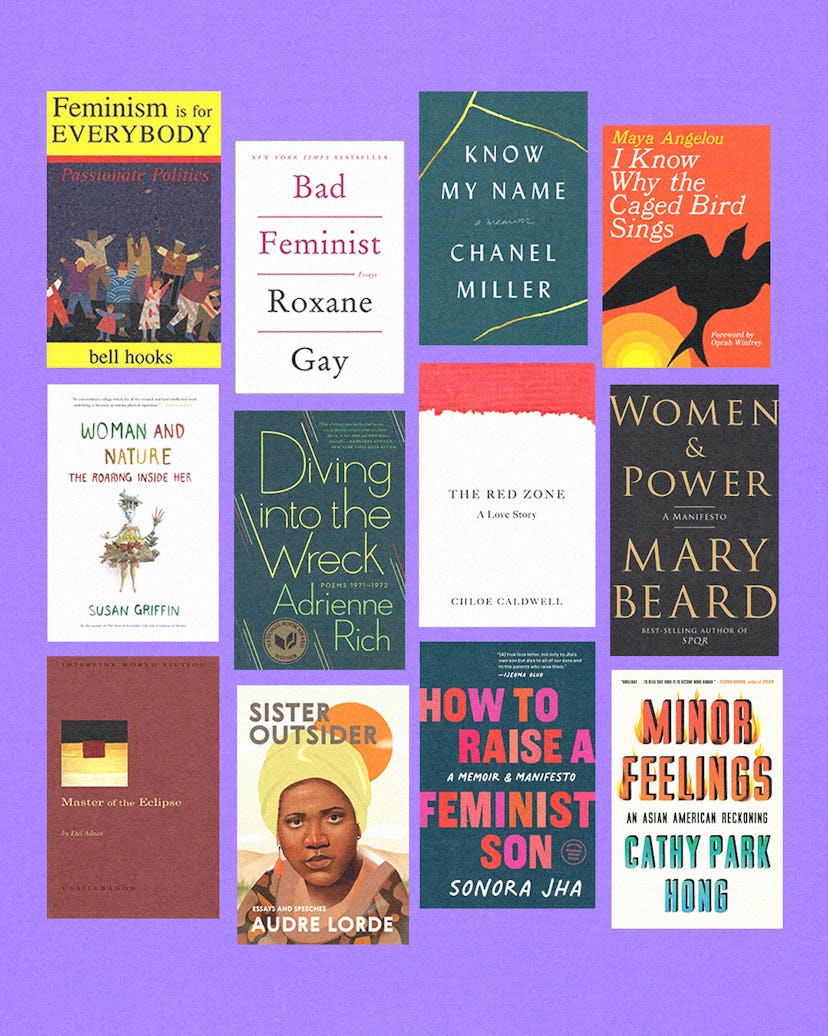A collage of 12 Essential Feminist reads