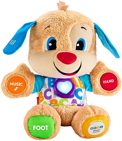This talking, singing dog is designed to help baby practice their motor and cognitive skills.