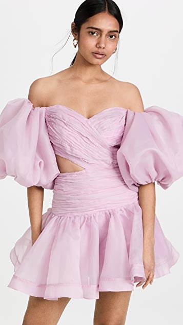 Cap Ferrat Strapless Satin Mini Dress in Blush