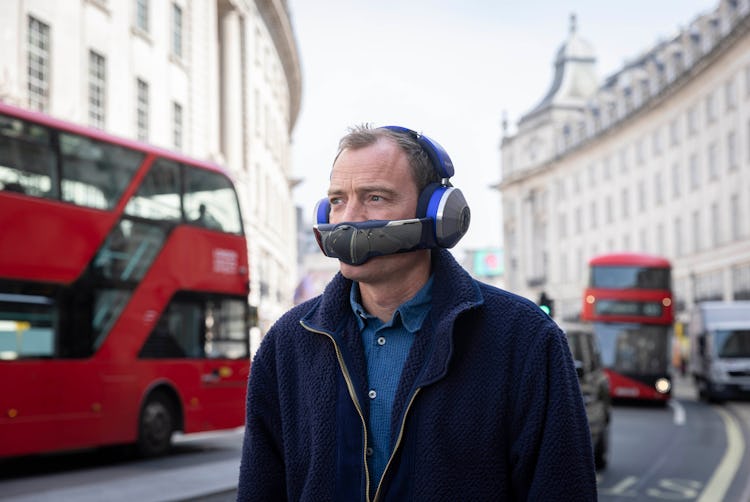 Jake Dyson wearing Dyson Zone in London streets.