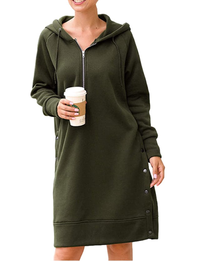 Yeokou Sherpa Lined Fleece Sweatshirt Dress